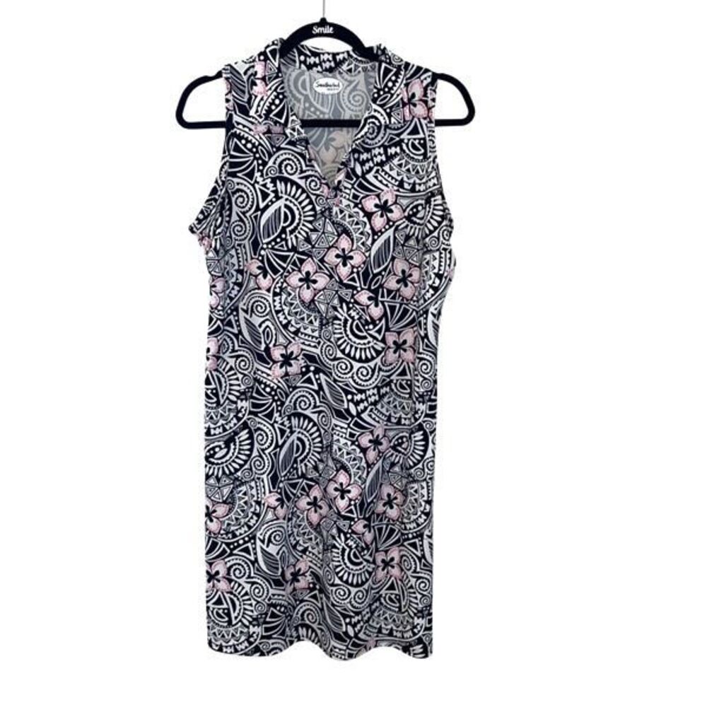 Southwind Apparel Womens Tribal‎ Collared Active Avalon Dress Black White Medium